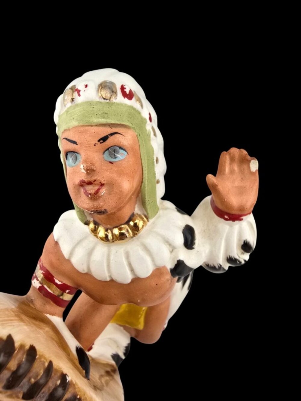 Vintage Wales Japan Native American Chief Figurines Set/2 Hand-Painted Ceramic - Picture 3 of 16